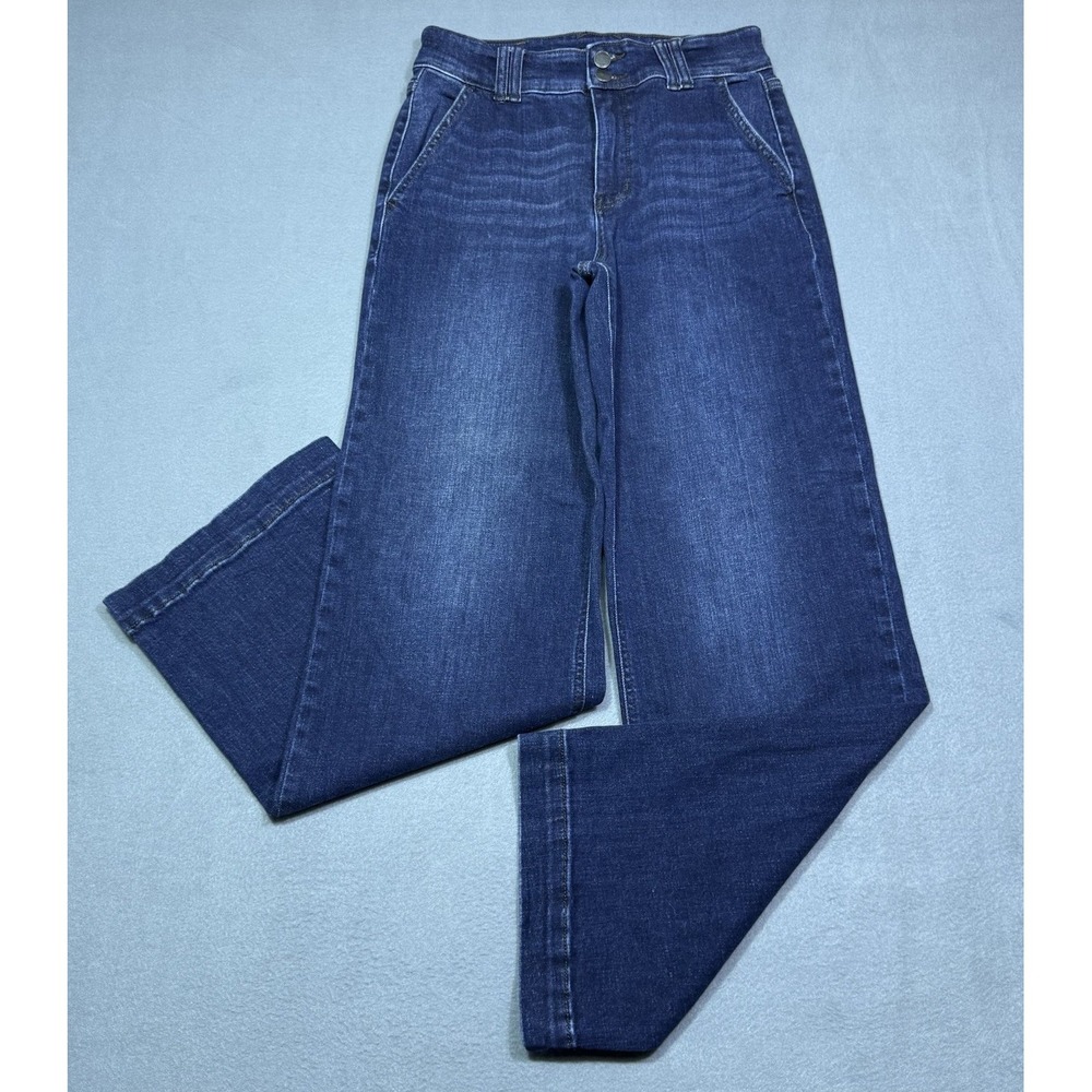 Judy Blue Jeans Womens 5/27 (27x31) Wide Leg Highrise Stretch Boho USA Indigo